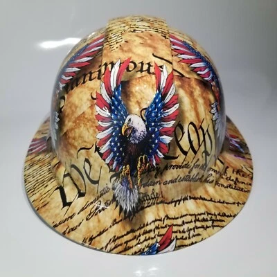 PYRAMEX FULL BRIM Hard Hat custom hydro dipped WE THE PEOPLE EAGLES CONSTITUTION SICK