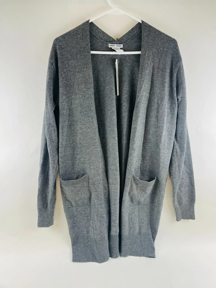 Nuevo con etiquetas Suéter Sweet Romeo Para Mujer S Gris Manga Larga con Bolsillos Cárdigan Abierto Foto 1 de 4
