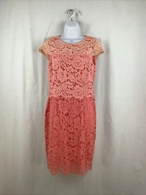 Vestido Antonio Melani Talla 6 Encaje Melocotón Coral Rosa Lápiz Mujer’s Colorblock  Foto 1 de 4