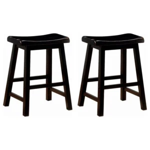Antique Finish Wooden Counter Height Stools In Black (Set of 2) - Picture 1 of 2