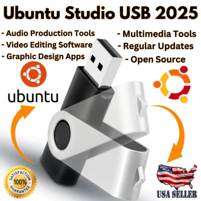 Ubuntu Studio 24.04.2 (2025) USB Bootable Drive Fast Free Shipping - Image 1 of 4