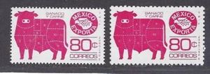 EXP ISSUE (2) 80c "GANADO-MEAT" SC#1168a Perf 14 and 11, PPR #2 CV$+ (E68a)* - Picture 1 of 1