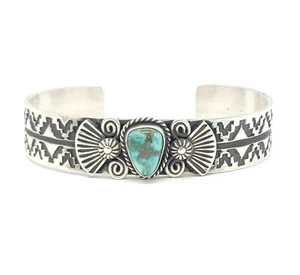 Andy Cadman Navajo Sterling Silver Fox Turquoise Stacker Style Cuff Bracelet - Picture 1 of 9
