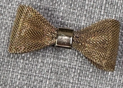 Vintage Hair Clip Barrette Bow Gold Tone Mesh 2" Wide - Image 1 of 4