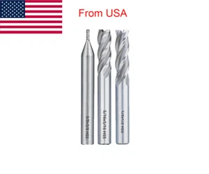 3 Set End Mill 4 Flute Milling Cutter HSS Straight Shank Drill Bit 3/8 1/2 5/16 - Picture 1 of 8
