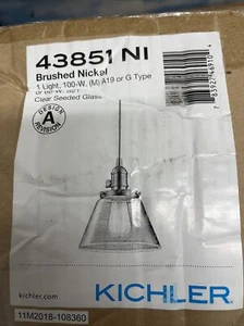 Kichler 43851 Nickel Avery 1-Light Seeded Glass Pendant - Picture 1 of 4