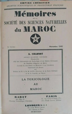 La Toxicología A Marruecos Charnot Laurel Burch Société Ciencias Naturales 1945 - Imagen 1 de 4