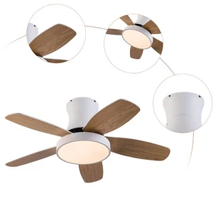 42" Farmhouse Ceiling Fan w/ LED Light Remote Control 5 Blades 6 Speeds Timer - Picture 1 of 12