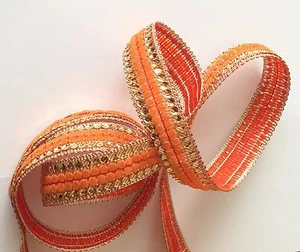 Borde vintage Jasdee 1" pulgada de ancho trabajo manual lentejuelas estilo A1210 - Imagen 1 de 5