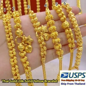 PF1 Thai Gold 24k massiv gelb Kette Anhänger Armband 6,5,7,7,5 Zoll 3 Baht - Bild 1 von 8