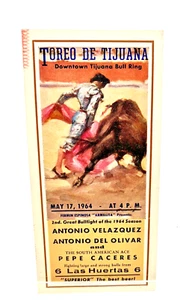 1964 TIJUANA TAUROMAQUIA Pepe Cáceres Antonio Velázquez postal invitación/anuncio - Imagen 1 de 10