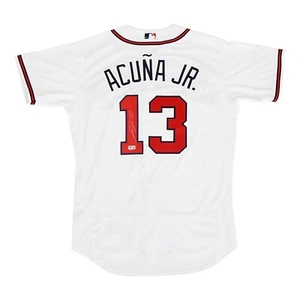 Maglia Ronald Acuna Jr. firmata Atlanta Braves autentica Home Flex Base BECKETT - Foto 1 di 5