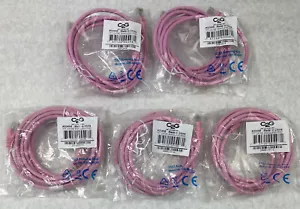 Lot( 5 ) 7ft Pink Cat5e C2G 00498 Snagless Unshielded UTP Ethernet Patch Cable - Picture 1 of 8