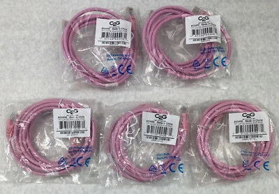 Lot( 5 ) 7ft Pink Cat5e C2G 00498 Snagless Unshielded UTP Ethernet Patch Cable - Image 1 of 4