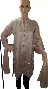 Lime Light Gold 2 Piece Beige Color Embroidered Kurta Formal Wear - Picture 1 of 5