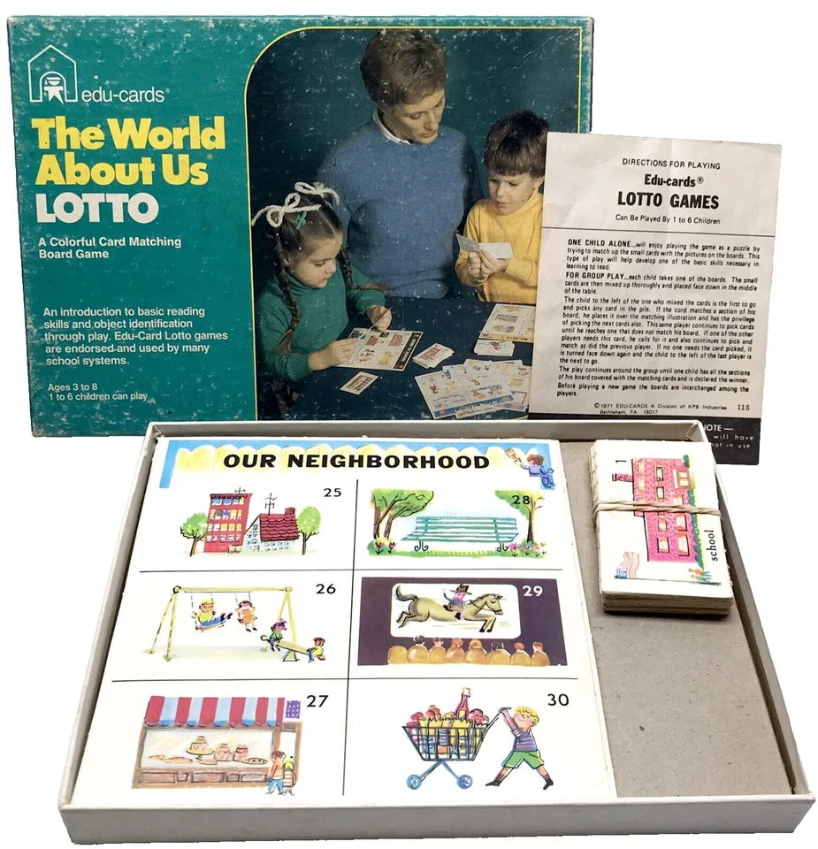 1971 Edu-Cards The World About Us Lotto Game Ages 3-8 Phonics Reading Matching - Image 1 of 4
