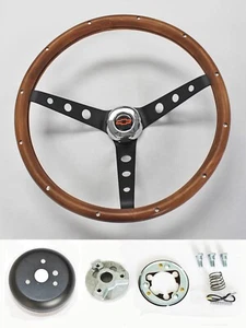 1970-73 C10 C20 C30 Blazer Grant 15" Wood Steering Wheel black spokes Red/Black - Picture 1 of 10