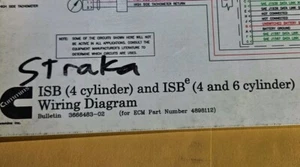 CUMMINS ISB (4 CYL) AND ISBE (4 & 6 CYL) WIRING DIAGRAM FOR ECM 4898112 - Picture 1 of 3