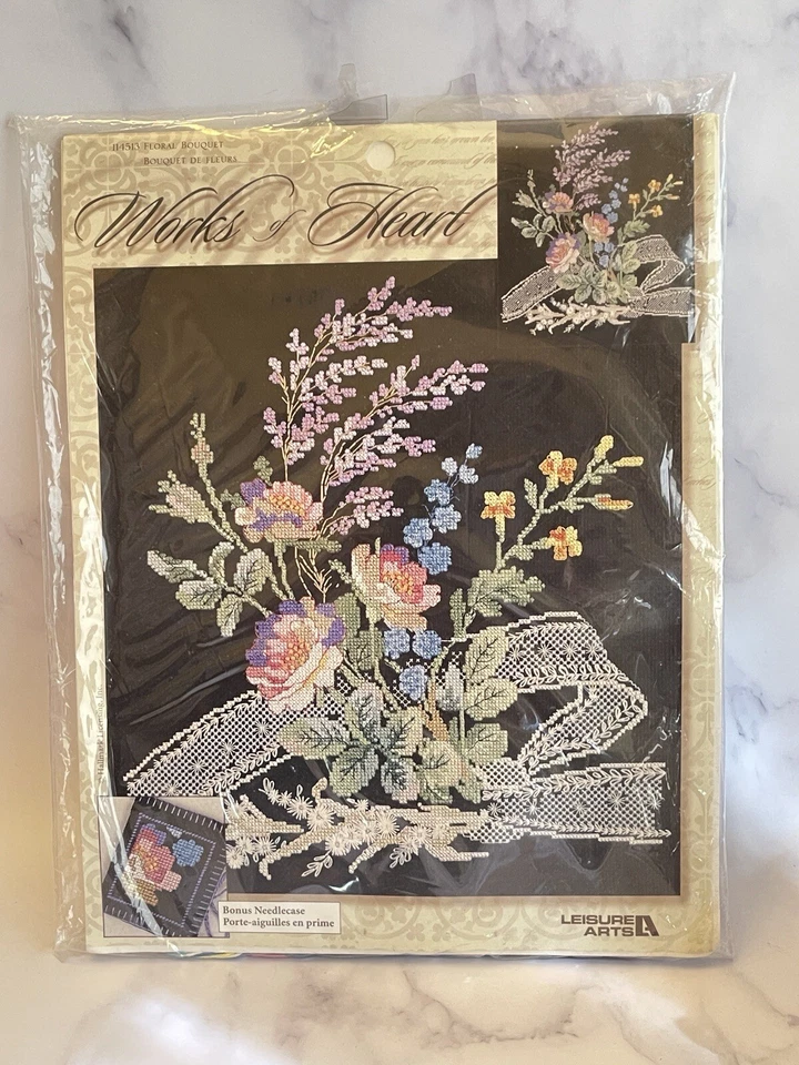 Counted Cross Stitch Kit Leisure Arts 114513 Works of Heart Floral Bouquet