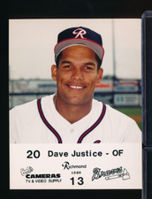 1989 Richmond Braves Team issue Photo card Dave Justice rc 4x5 Bob's Camera's *