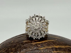 9ct Gold Diamond Cluster Three Ring Stacking Set Size L gift wrapped - Picture 1 of 15