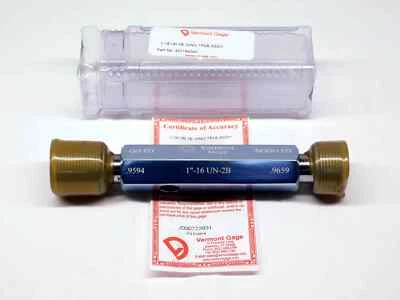M & J TOOLING LLC NEW 1" 16 UN 2B VERMONT THREAD PLUG GAGE 1.0 GO NO GO P.D.'S = .9594 & .9659