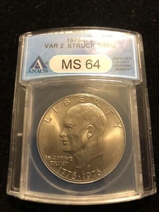 1976-D Type 2 MS64 Eisenhower Dollar *Strike Thru Error* ANACS Older Holder - Picture 1 of 6