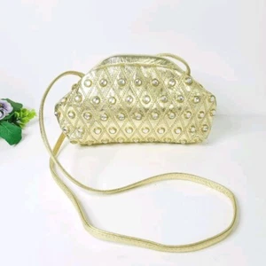 Tiffany Rose Womens Bag California Gold Studded Leather Crossbody Vintage-Read - Picture 1 of 10