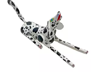 Cornelio Ortega Oaxaca Alebrije Wooden Carved Dog w/ Blue Eyes Folk Art Signed - Picture 1 of 13