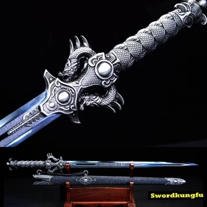 Espada de Batalla Emperador Dragón Cuchillo Chino WUSHU Jian Katana Acero Alto Manganeso - Imagen 1 de 10