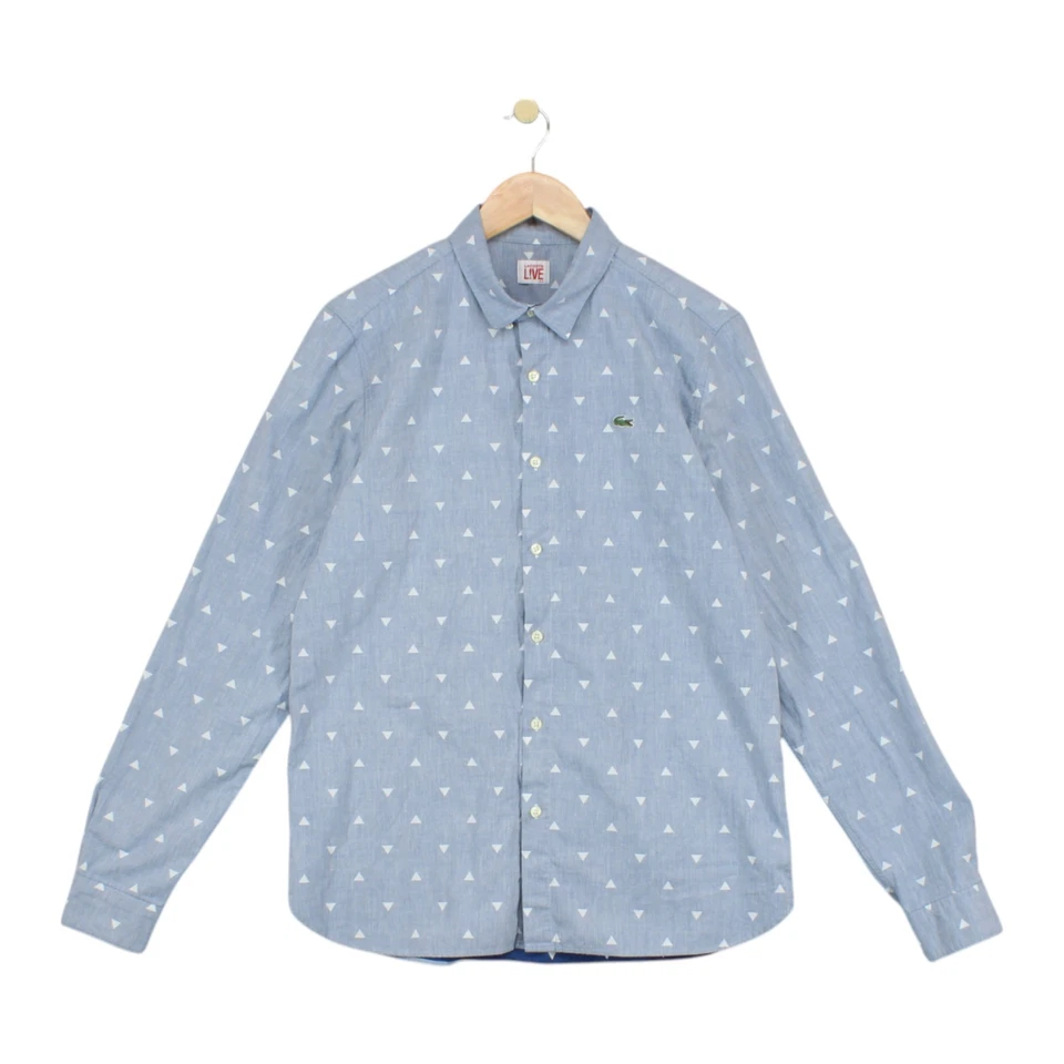 Lacoste Shirt Mens Size 43 Blue Patterned Made In France - Image 1 of 4