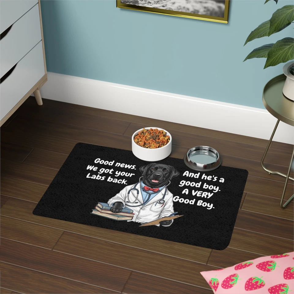 Divertida alfombrilla de comida para mascotas Good Boy Black Lab - alfombrilla de alimentación personalizada para perros Foto 1 de 1