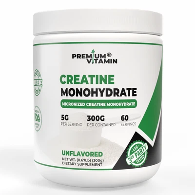 Creatine Monohydrate Powder Muscle gain (Micronized) 5g per serv 300g Unflavored - Image 1 of 4