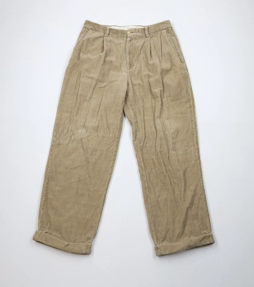 Pantalones chinos vintage años 90 Nautica para hombre 32x29 descoloridos plisados pierna ancha pana beige Foto 1 de 4