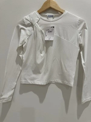 Mayoral Girls Long Sleeve Knotted T-Shirt White And Silver Size 14 - Image 1 of 4
