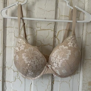 Victoria Secret PERFECT SHAPE Bra 34 DDD Beige Lace with Convertible Strap NWOT - Picture 1 of 11
