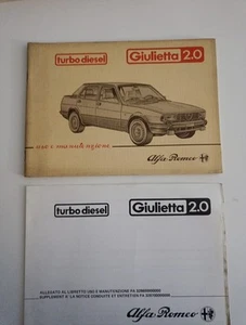 Manuale uso e manutenzione auto epoca Alfa Romeo Giulietta 2000 Turbo Diesel '83 - Foto 1 di 3