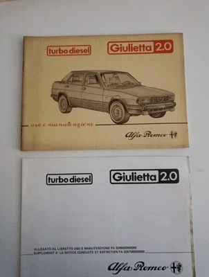 Manuale uso e manutenzione auto epoca Alfa Romeo Giulietta 2000 Turbo Diesel '83 - Immagine 1 di 3