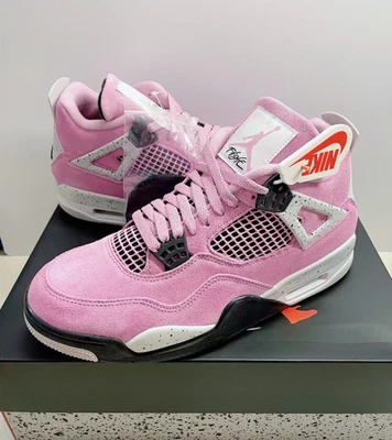 Jordan 4 Retro Pink Men/Women Mid Top Basketball Shoes - Image 1 of 4
