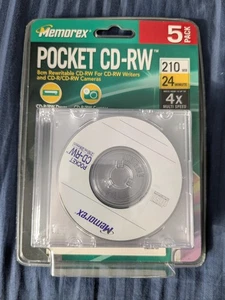 Memorex 5 Pack Pocket CD-RW Rewritable Digital Camera 4x 210MB 24min NEW - Picture 1 of 2