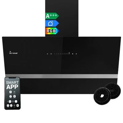 Campana extractora 90 cm recirculación aire de escape sin cabeza campana de pared campana inclinada negra WLAN - Imagen 1 de 4