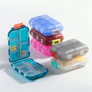 Portable 10-Compartment Pill Organizer | Small Double-Sided Medicine Storage Box - Picture 1 of 10