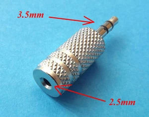 Conector auxiliar de audio estéreo macho de 2,5 mm hembra a 3,5 mm conector de metal enchufe adaptador - Imagen 1 de 1