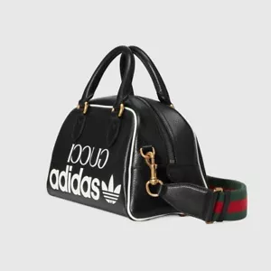 Bolso de Lona Gucci Adidas Hombre Negro Pequeño Con Correa Larga - Imagen 1 de 10