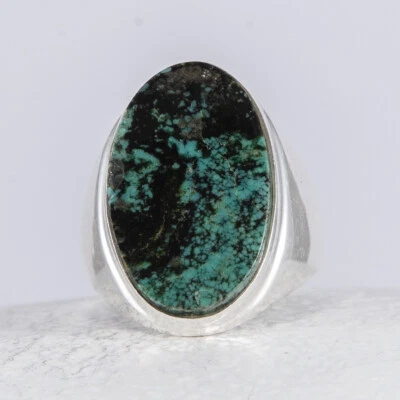 Wunderschöner, eleganter Silberring, Siegel, Chrysokoll, Oval, Größe: 58 - Bild 1 von 4