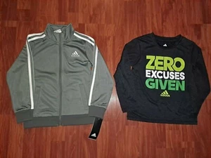 NWT Adidas Boys Gray White Zipper Jackets Black Shirts Tees Tops Sz 5 Lot - Picture 1 of 1