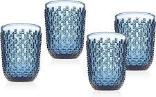 Old Fashioned Glasses, Vintage glases,Beverage Glass Cup– Blue – Set of 4