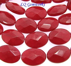 15.5" Strand RUBY RED JADE 10x14mm Faceted Oval Beads - Picture 1 of 1
