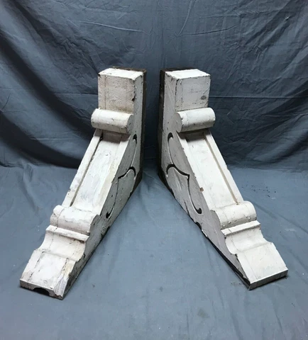 Pair Antique Shabby Victorian Wood Corbels Gingerbread VTG Old Chic 1147-23B Cover