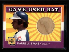 DARRELLL EVANS 2001 UPPER DECK DECADE OF THE 1970s GAME USED BAT RELIC AX9841